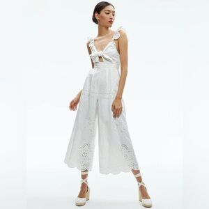 NWT ALICE + OLIVIA ROSINA TIE FRONT CUTOUT JUMPSUIT WHITE SZ 10 SOLD OUT